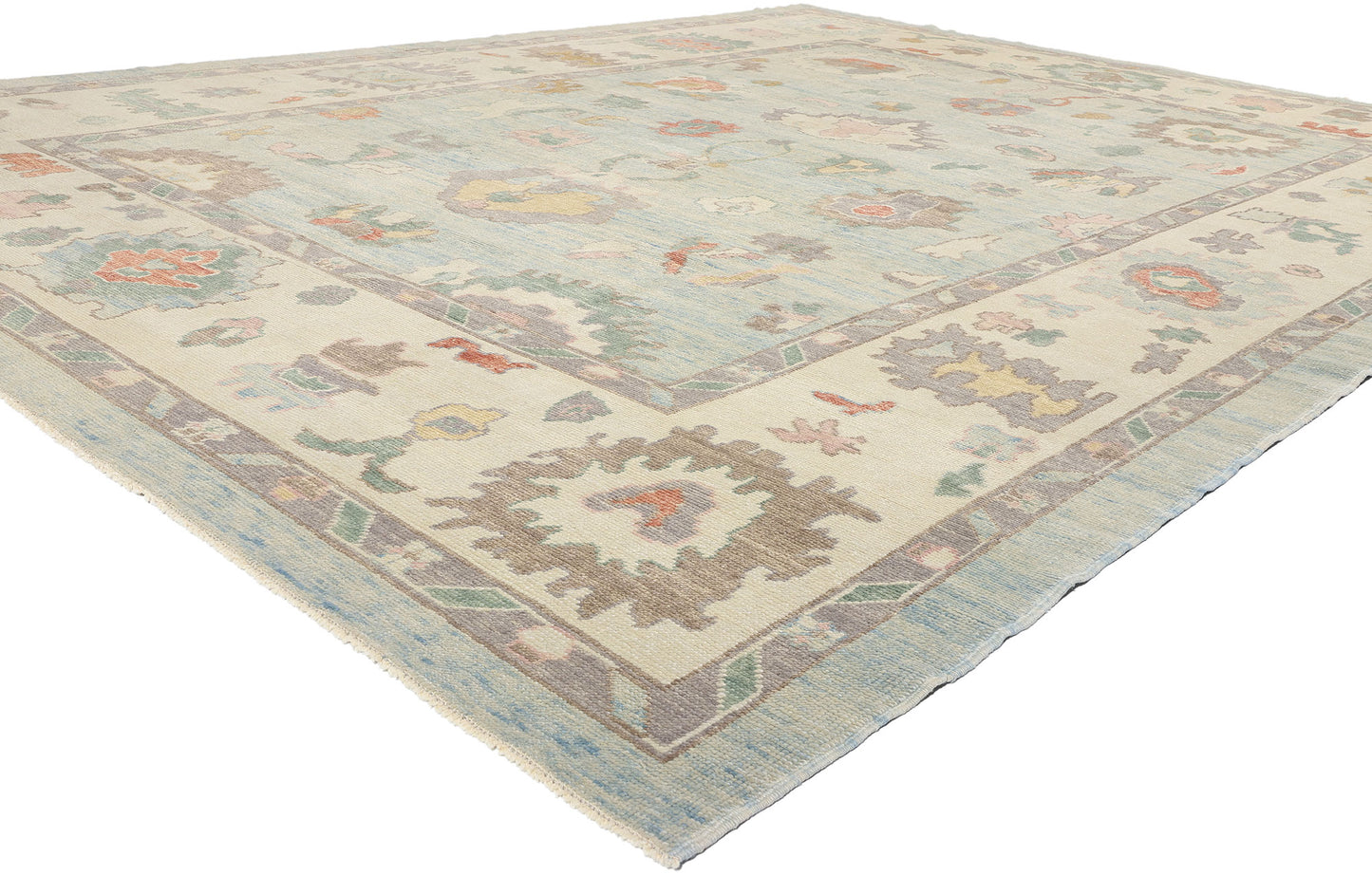 11 x 14 Modern Light Blue Turkish Oushak Rug 53950
