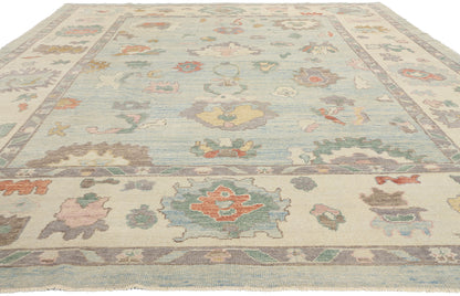 11 x 14 Modern Light Blue Turkish Oushak Rug 53950