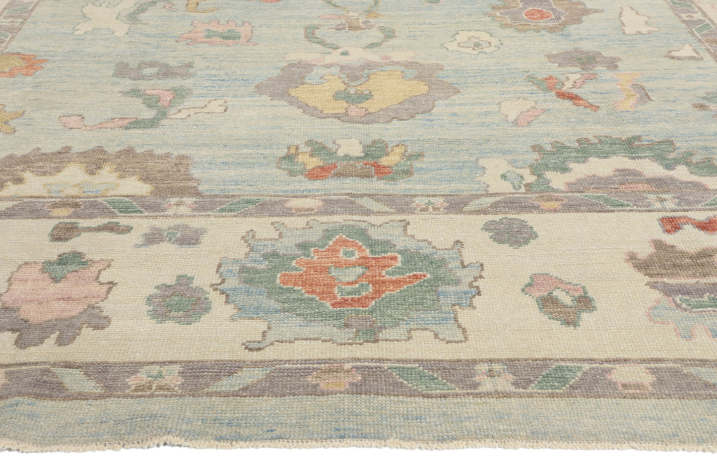 11 x 14 Modern Light Blue Turkish Oushak Rug 53950