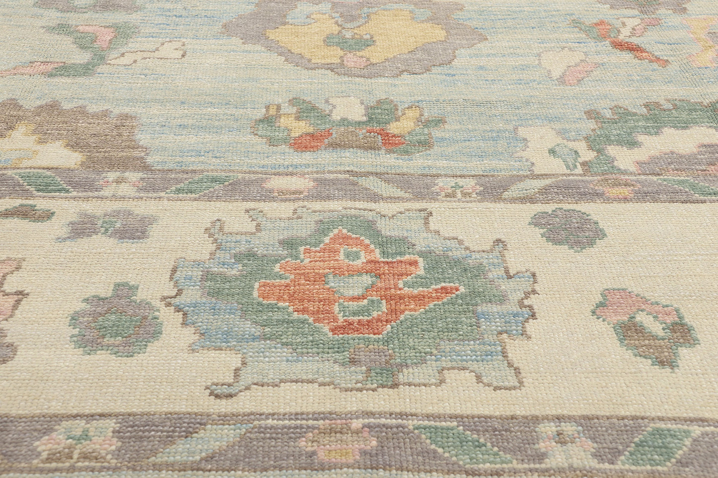 11 x 14 Modern Light Blue Turkish Oushak Rug 53950
