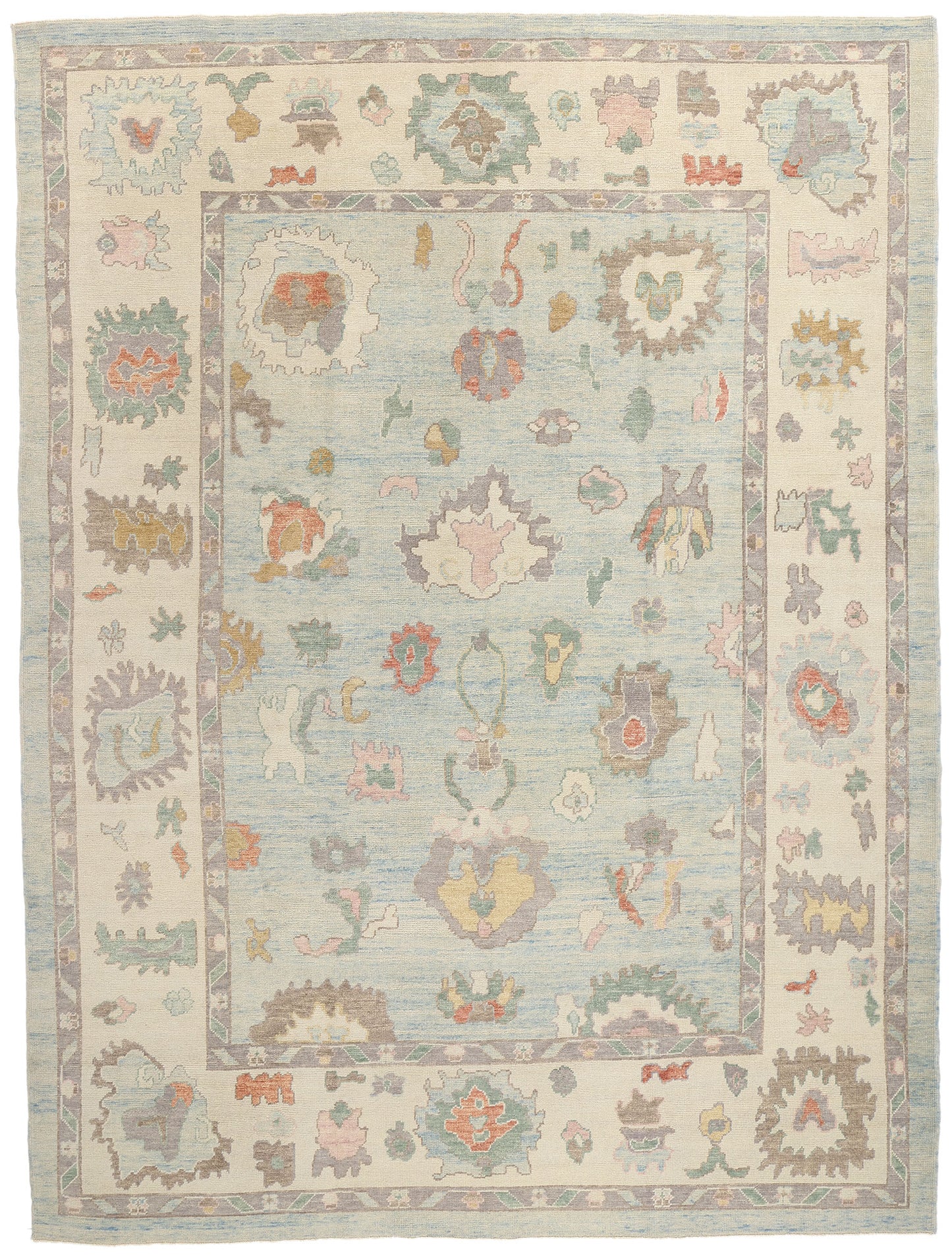 11 x 14 Modern Light Blue Turkish Oushak Rug 53950