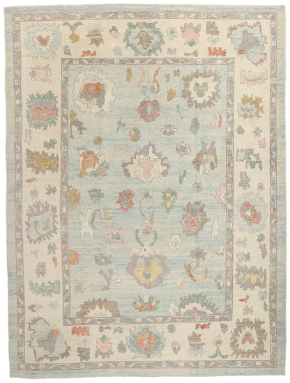 11 x 14 Modern Light Blue Turkish Oushak Rug 53950