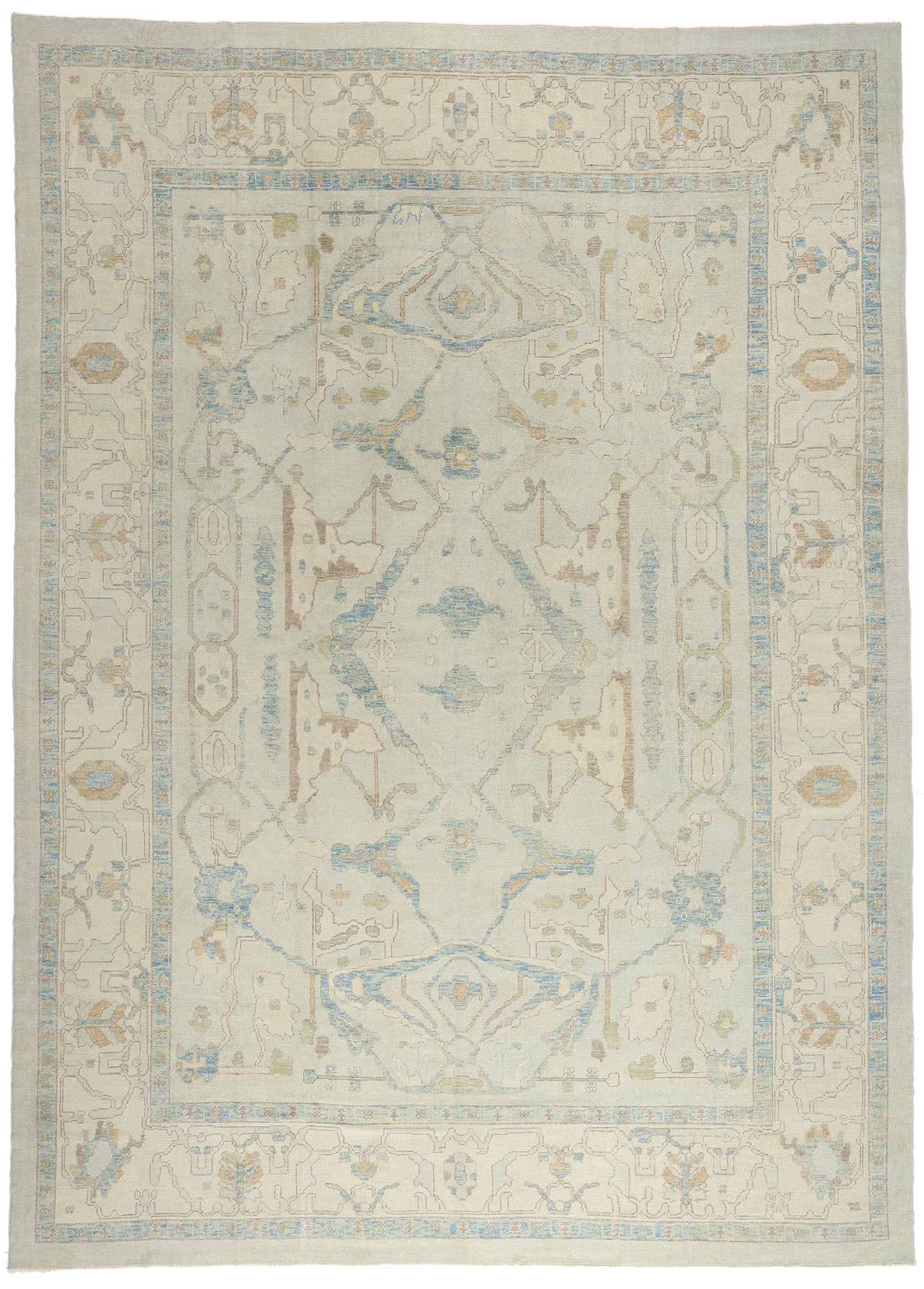 13 x 18 Modern Light Blue Turkish Oushak Rug 54012