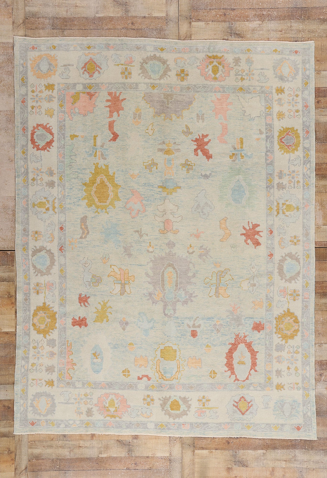 8 x 10 Modern Light Blue Turkish Oushak Rug 54008