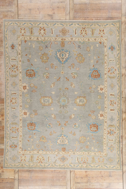 9 x 12 Light Blue Modern Turkish Oushak Rug 53431