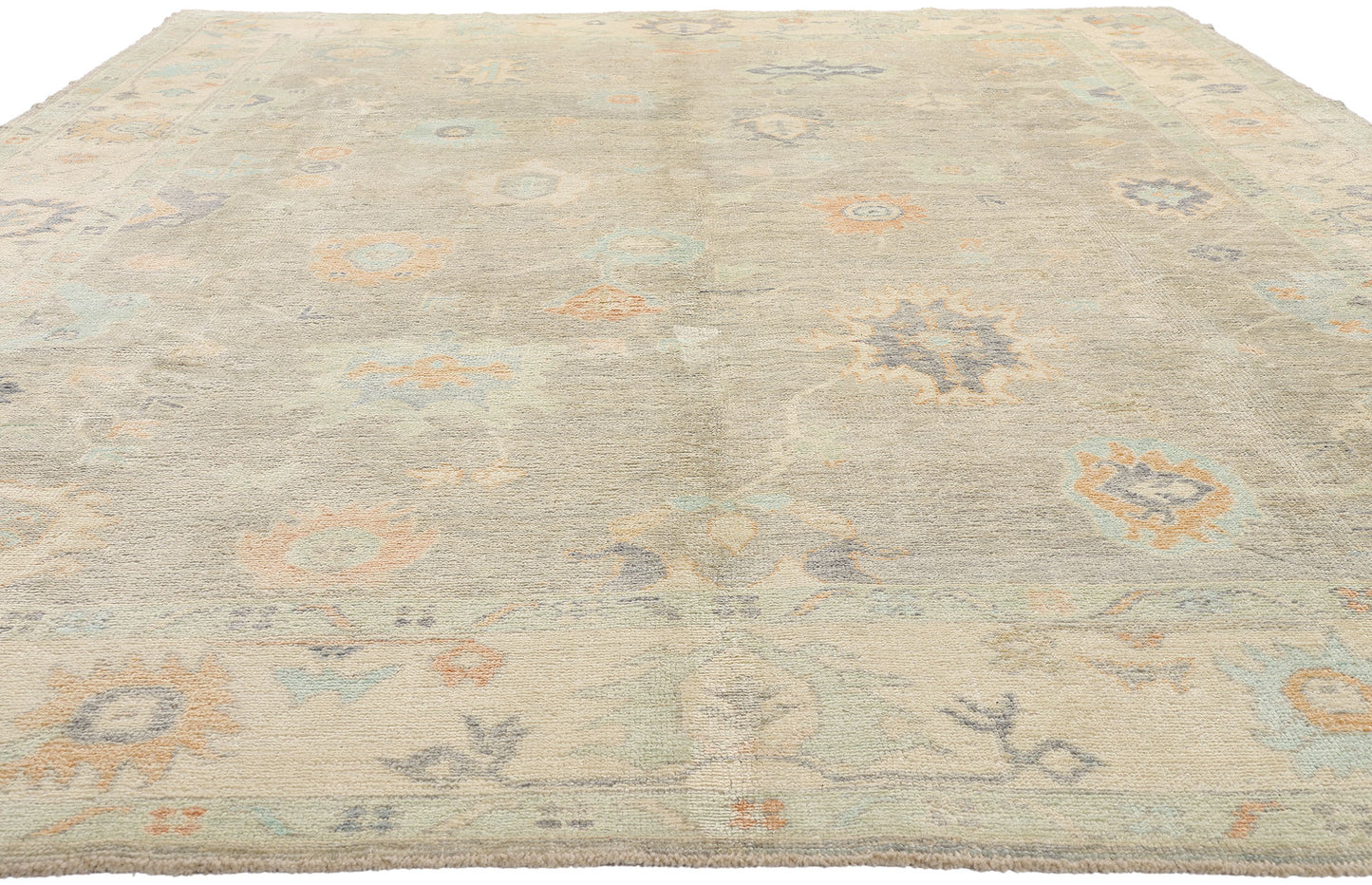 10 x 14 Modern Light Gray Turkish Oushak Rug 54004