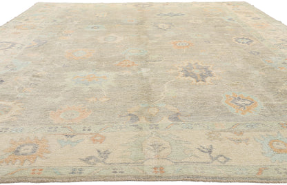 10 x 14 Modern Light Gray Turkish Oushak Rug 54004
