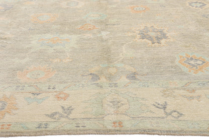 10 x 14 Modern Light Gray Turkish Oushak Rug 54004
