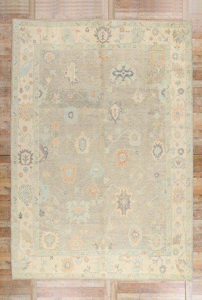 10 x 14 Modern Light Gray Turkish Oushak Rug 54004