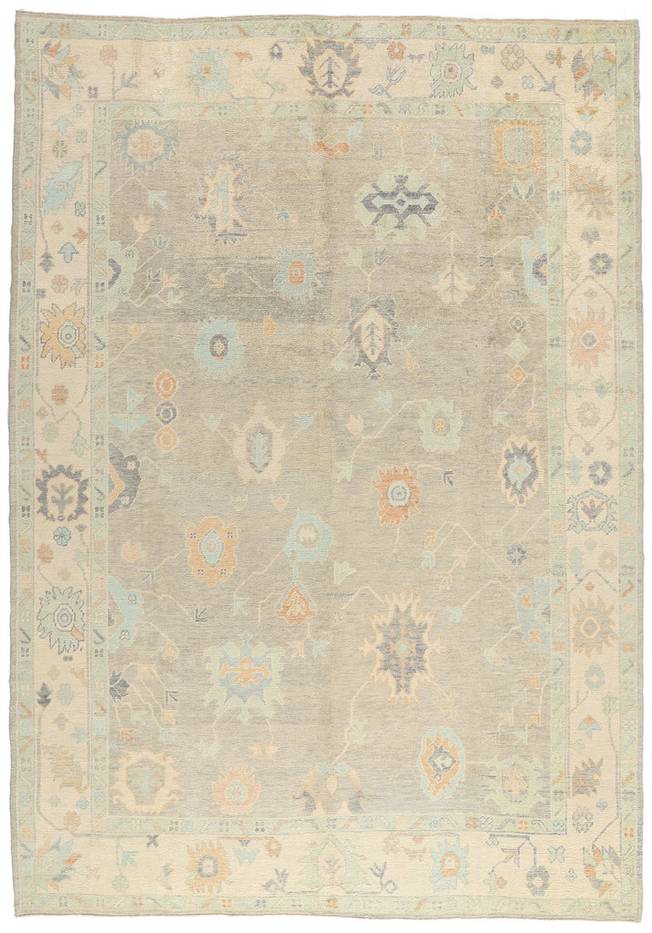 10 x 14 Modern Light Gray Turkish Oushak Rug 54004