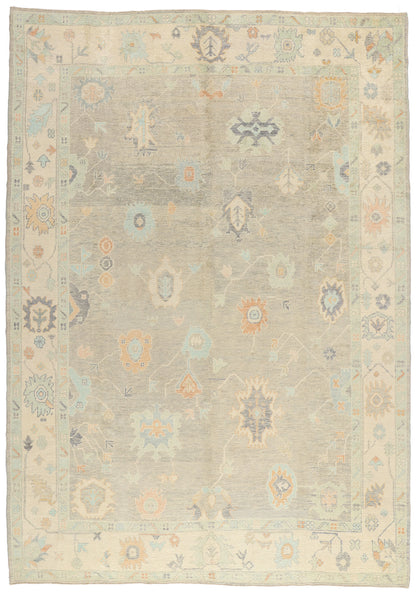 10 x 14 Modern Light Gray Turkish Oushak Rug 54004