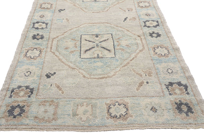 3 x 11 Modern Light Gray Turkish Oushak Rug 54011