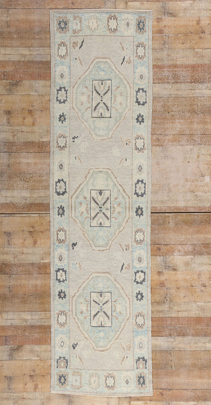 3 x 11 Modern Light Gray Turkish Oushak Rug 54011