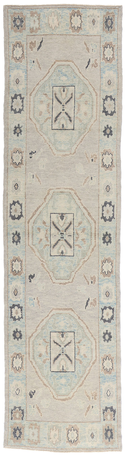 3 x 11 Modern Light Gray Turkish Oushak Rug 54011