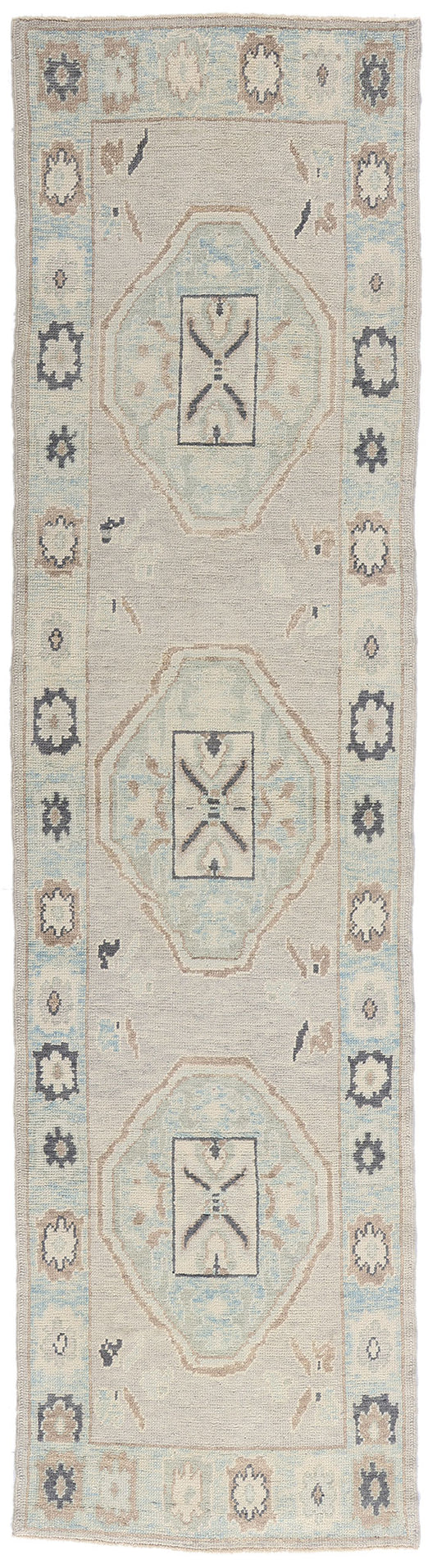 3 x 11 Modern Light Gray Turkish Oushak Rug 54011