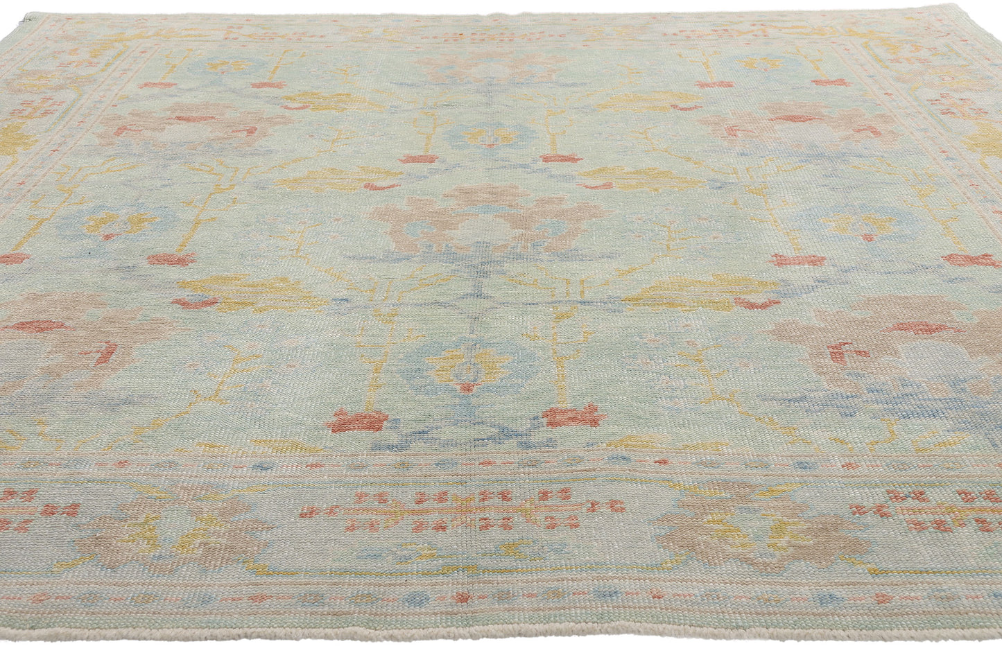 8 x 9 Modern Light Green Turkish Oushak Rug 54015