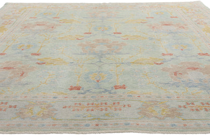 8 x 9 Modern Light Green Turkish Oushak Rug 54015