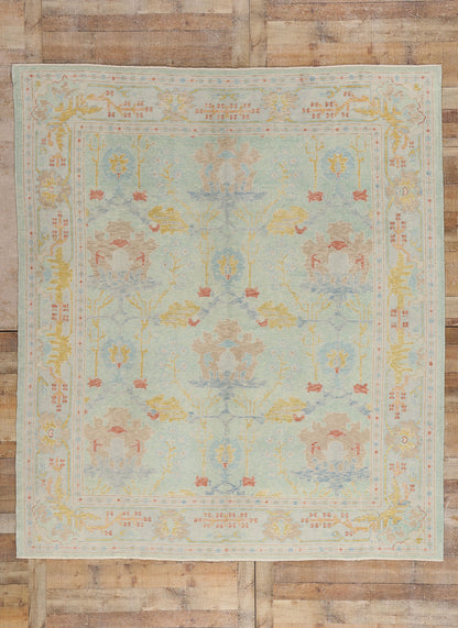 8 x 9 Modern Light Green Turkish Oushak Rug 54015