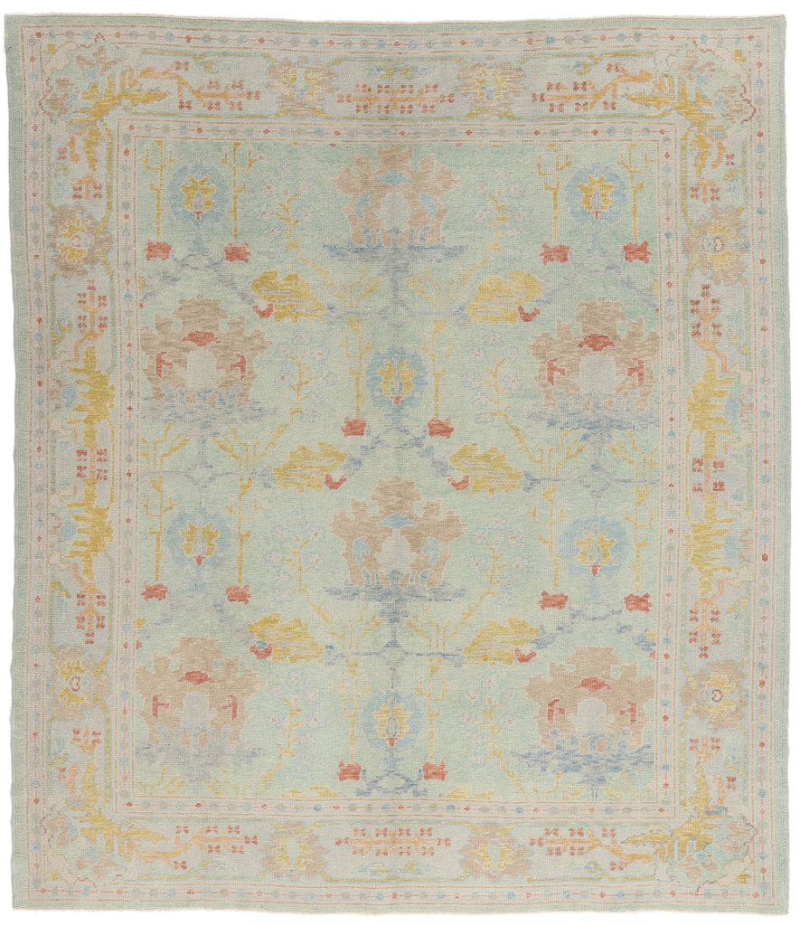 8 x 9 Modern Light Green Turkish Oushak Rug 54015
