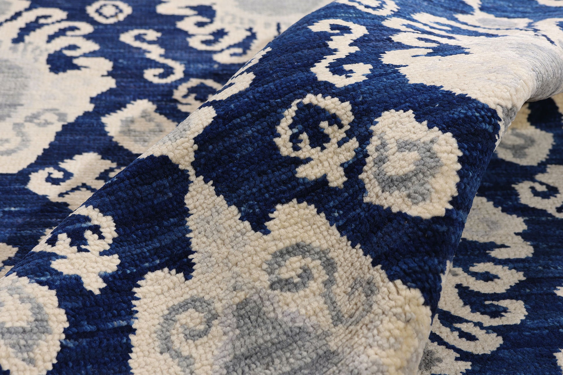 9 x 12 Navy Blue Modern Indian Ikat Rug 30269