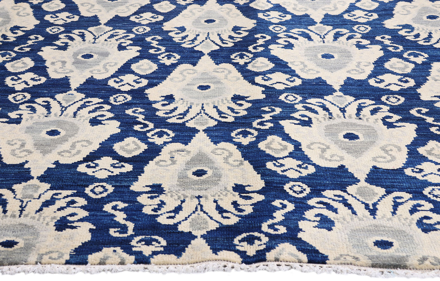 9 x 12 Navy Blue Modern Indian Ikat Rug 30269