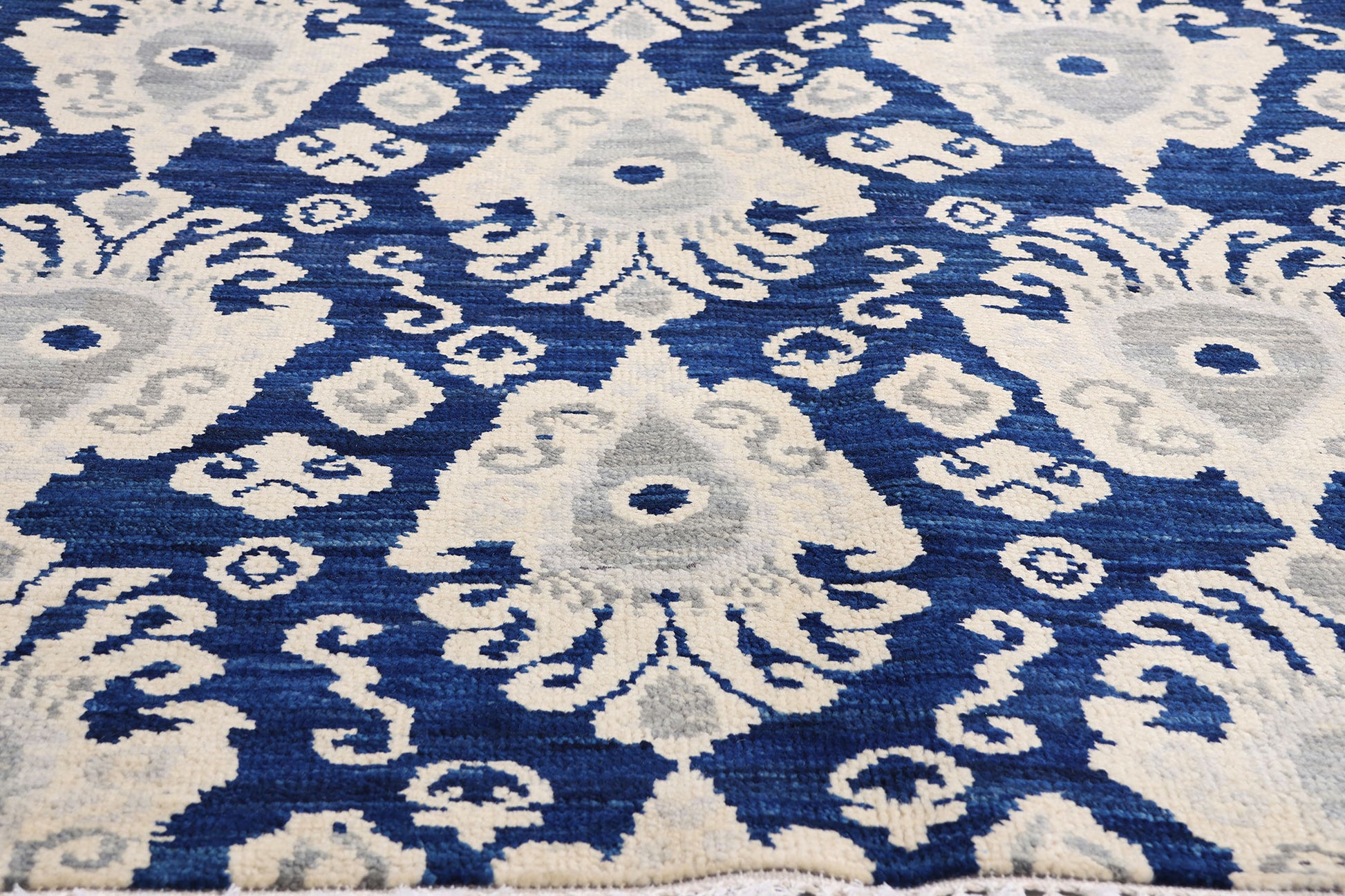 9 x 12 Navy Blue Modern Indian Ikat Rug 30269