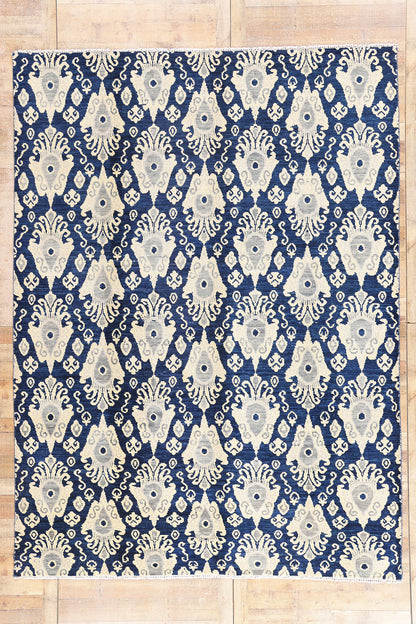 9 x 12 Navy Blue Modern Indian Ikat Rug 30269