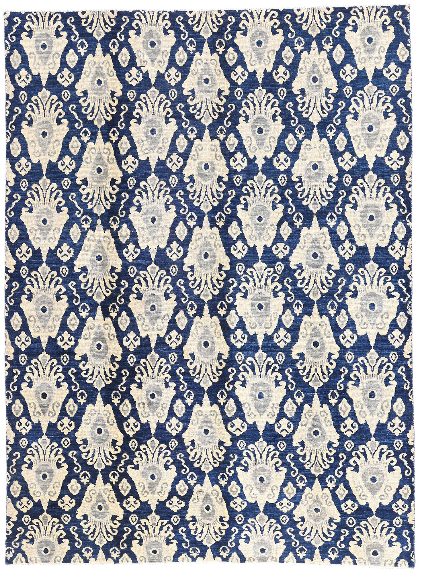 9 x 12 Navy Blue Modern Indian Ikat Rug 30269