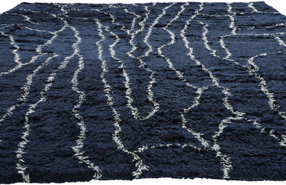 11 x 13 - Navy Blue Modern Moroccan Rug - 30387
