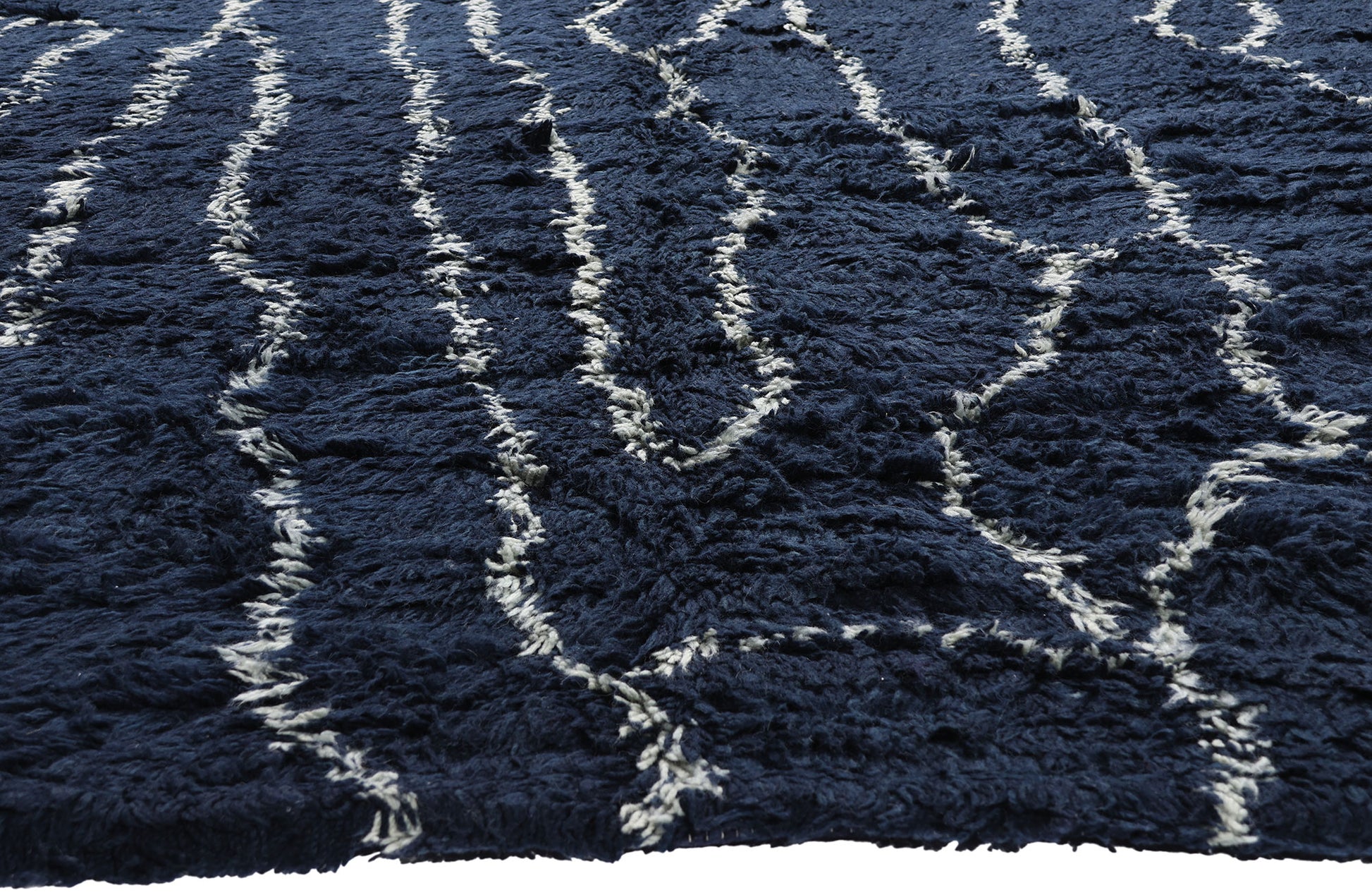 11 x 13 - Navy Blue Modern Moroccan Rug - 30387