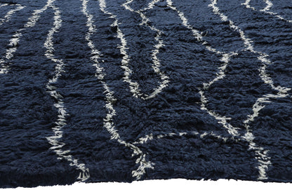 11 x 13 - Navy Blue Modern Moroccan Rug - 30387