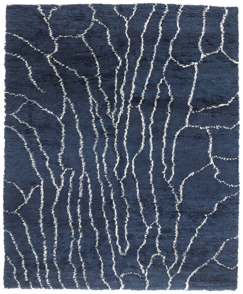 11 x 13 - Navy Blue Modern Moroccan Rug - 30387
