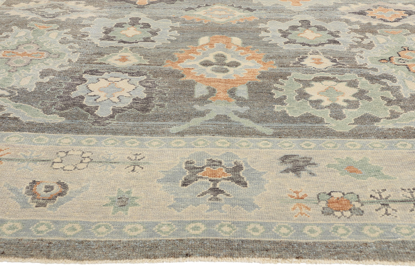 10 x 14 Modern Blue-Gray Turkish Oushak Rug 53953