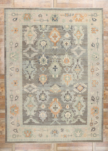 10 x 14 Modern Blue-Gray Turkish Oushak Rug 53953