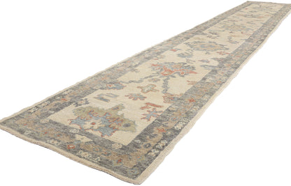3 x 19 Modern Earth-Tone Turkish Oushak Rug 53951