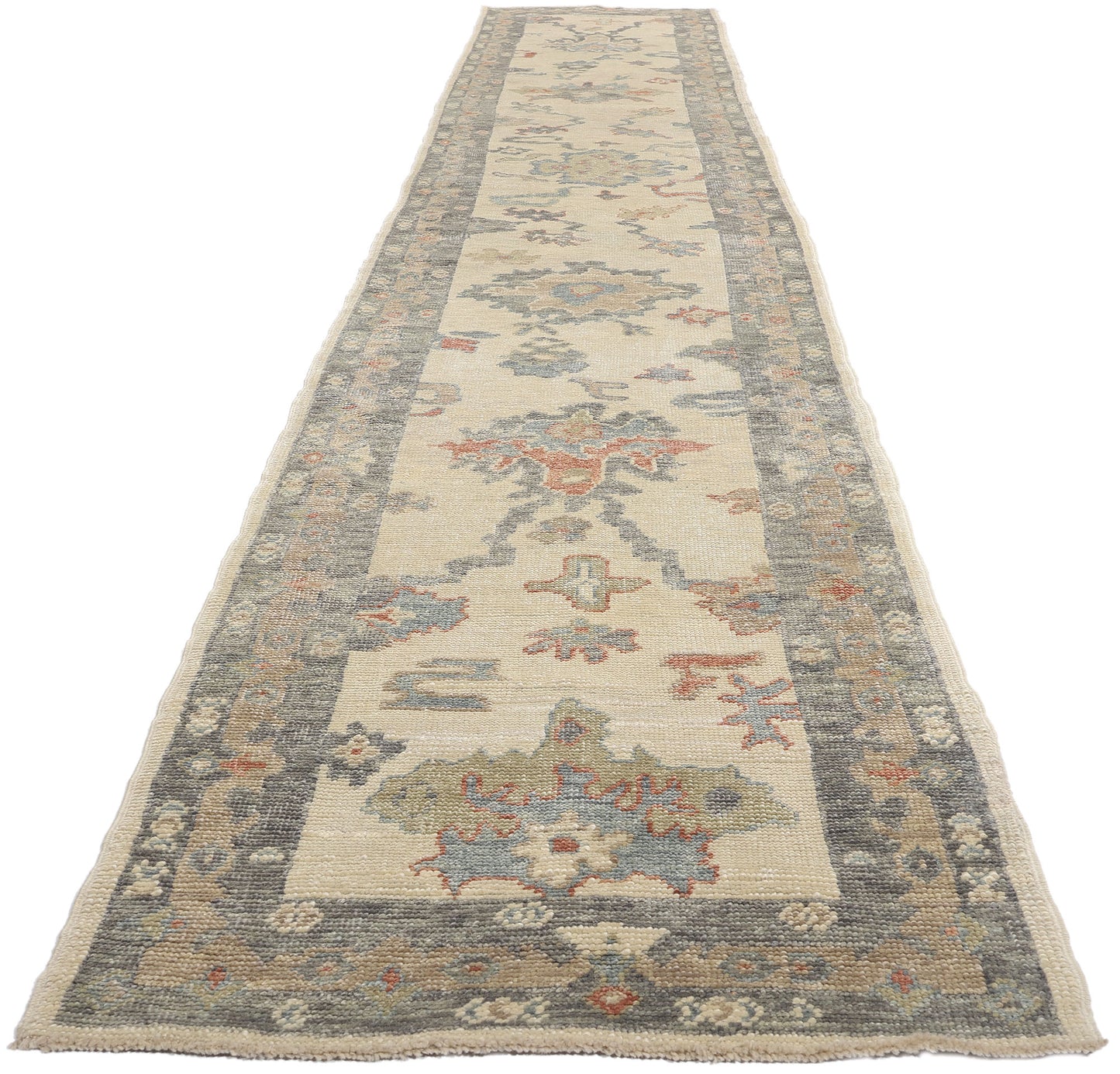 3 x 19 Modern Earth-Tone Turkish Oushak Rug 53951