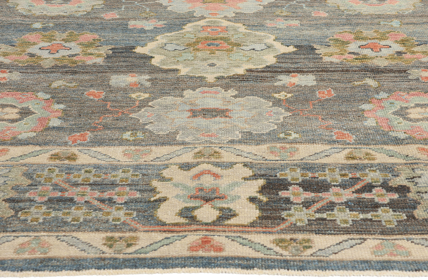 8 x 10 Modern Blue-Gray Turkish Oushak Rug 53955