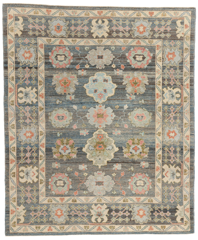 8 x 10 Modern Blue-Gray Turkish Oushak Rug 53955