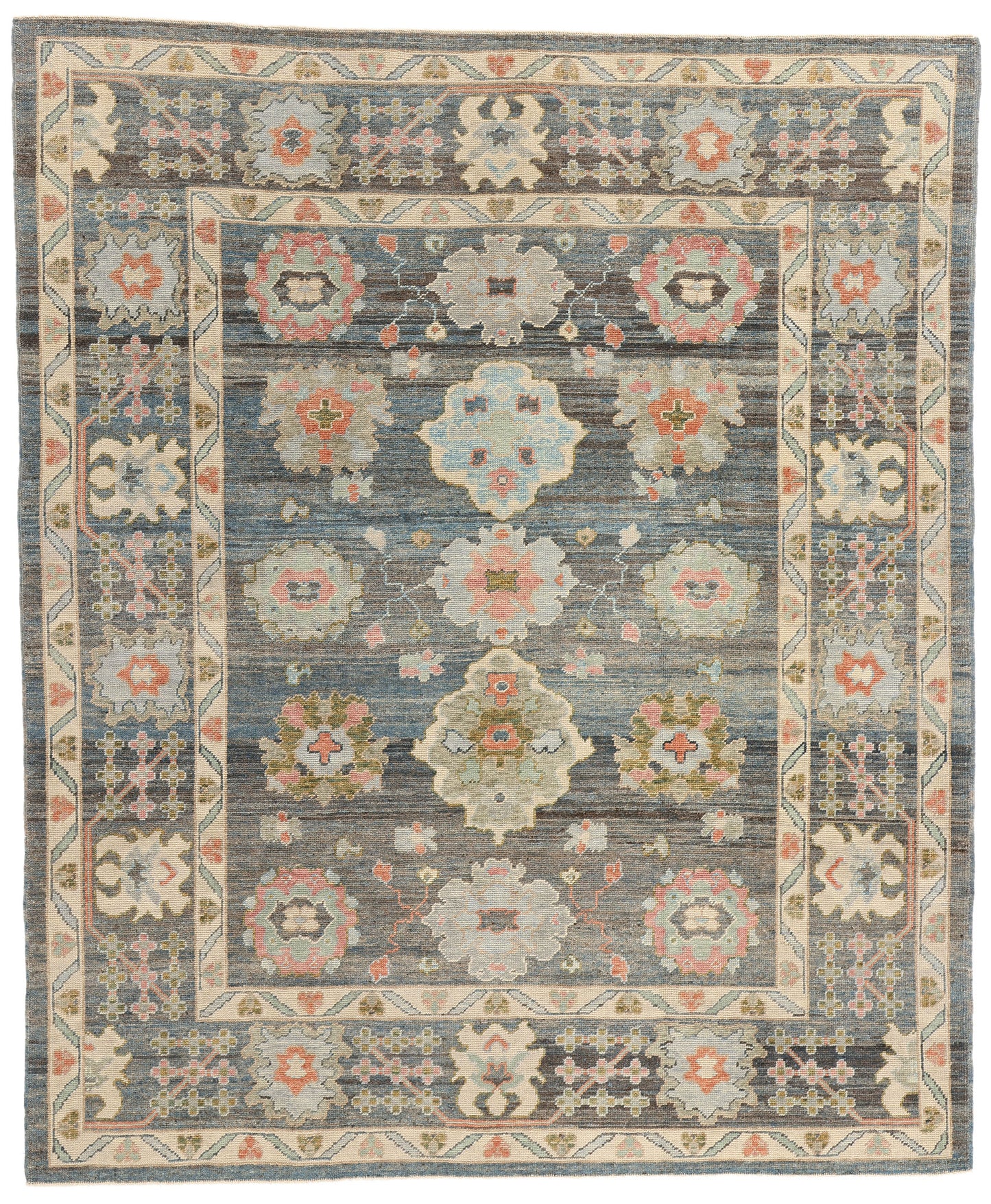 8 x 10 Modern Blue-Gray Turkish Oushak Rug 53955