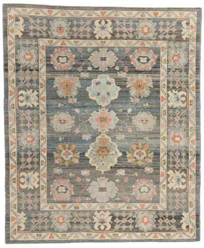 8 x 10 Modern Blue-Gray Turkish Oushak Rug 53955