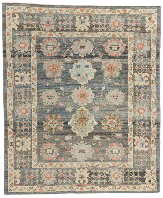 8 x 10 Modern Blue-Gray Turkish Oushak Rug 53955