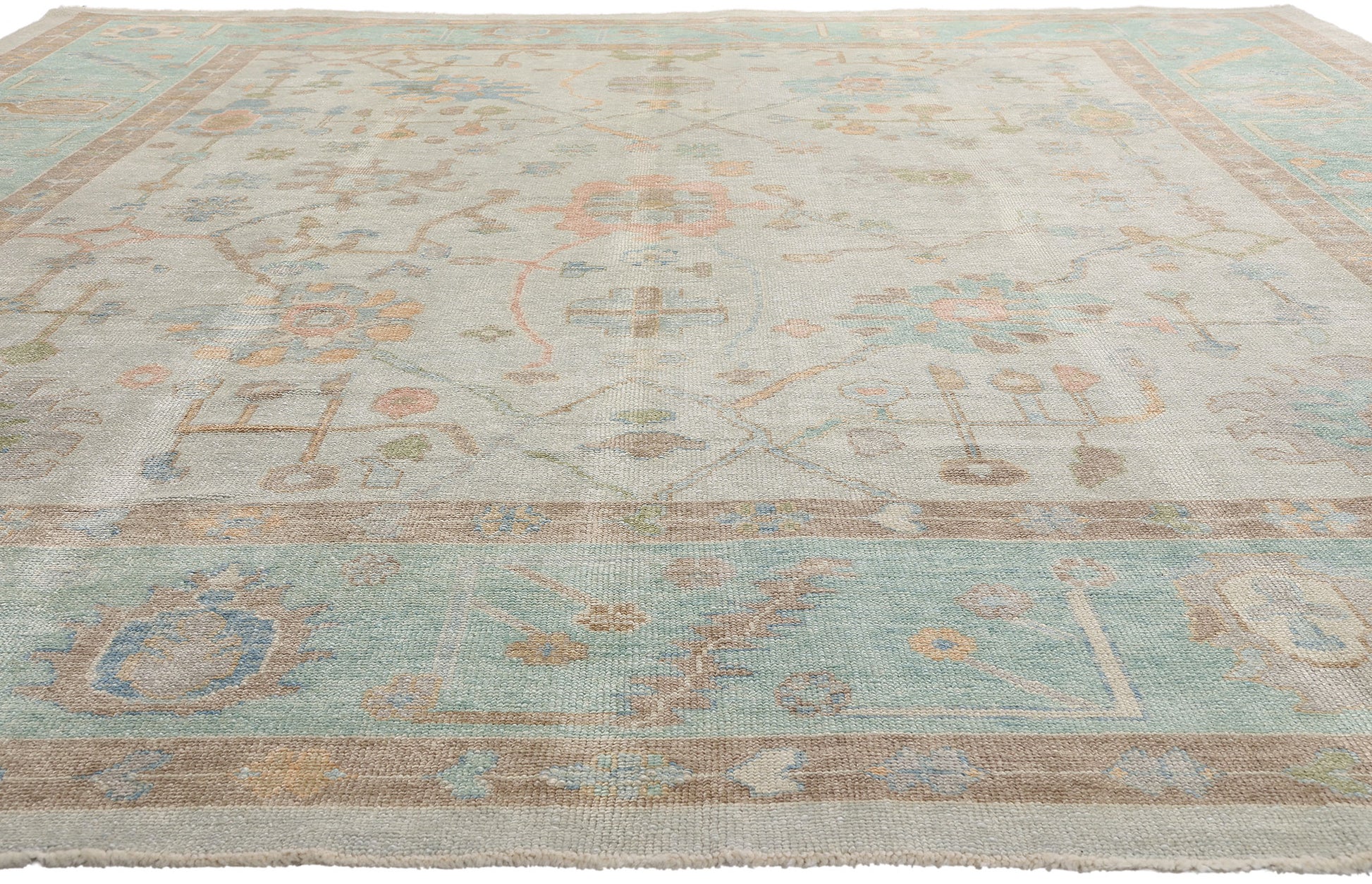 12 x 15 Modern Pastel Turkish Oushak Rug 54032