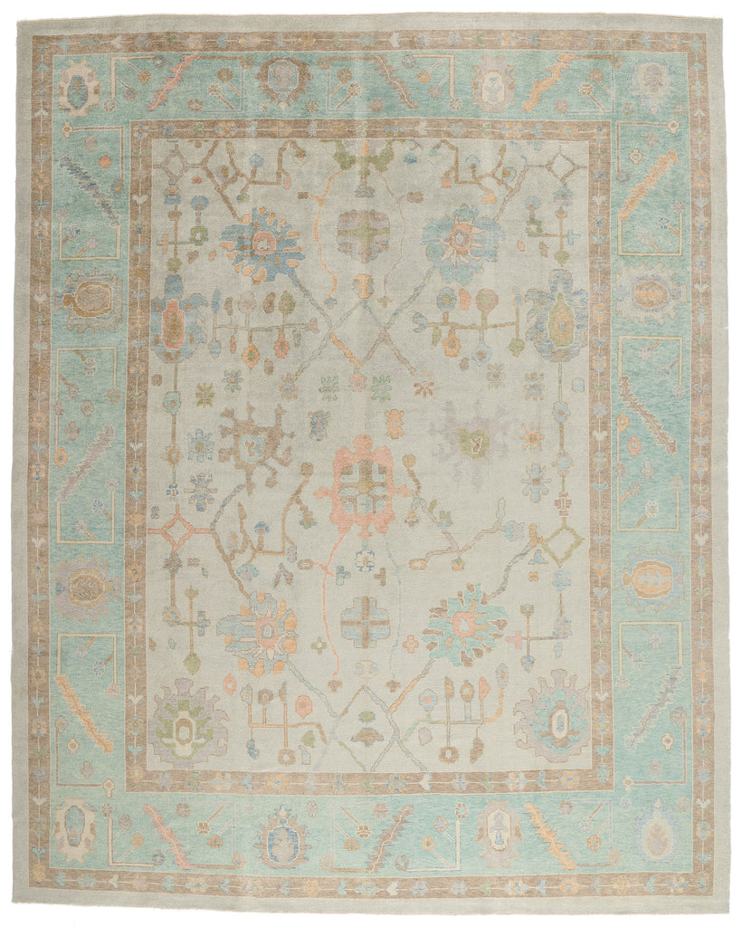 12 x 15 Modern Pastel Turkish Oushak Rug 54032