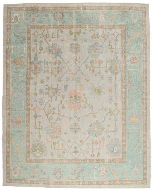 12 x 15 Modern Pastel Turkish Oushak Rug 54032