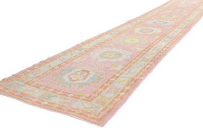 3 x 16 Modern Pink Turkish Oushak Rug Runner 54027