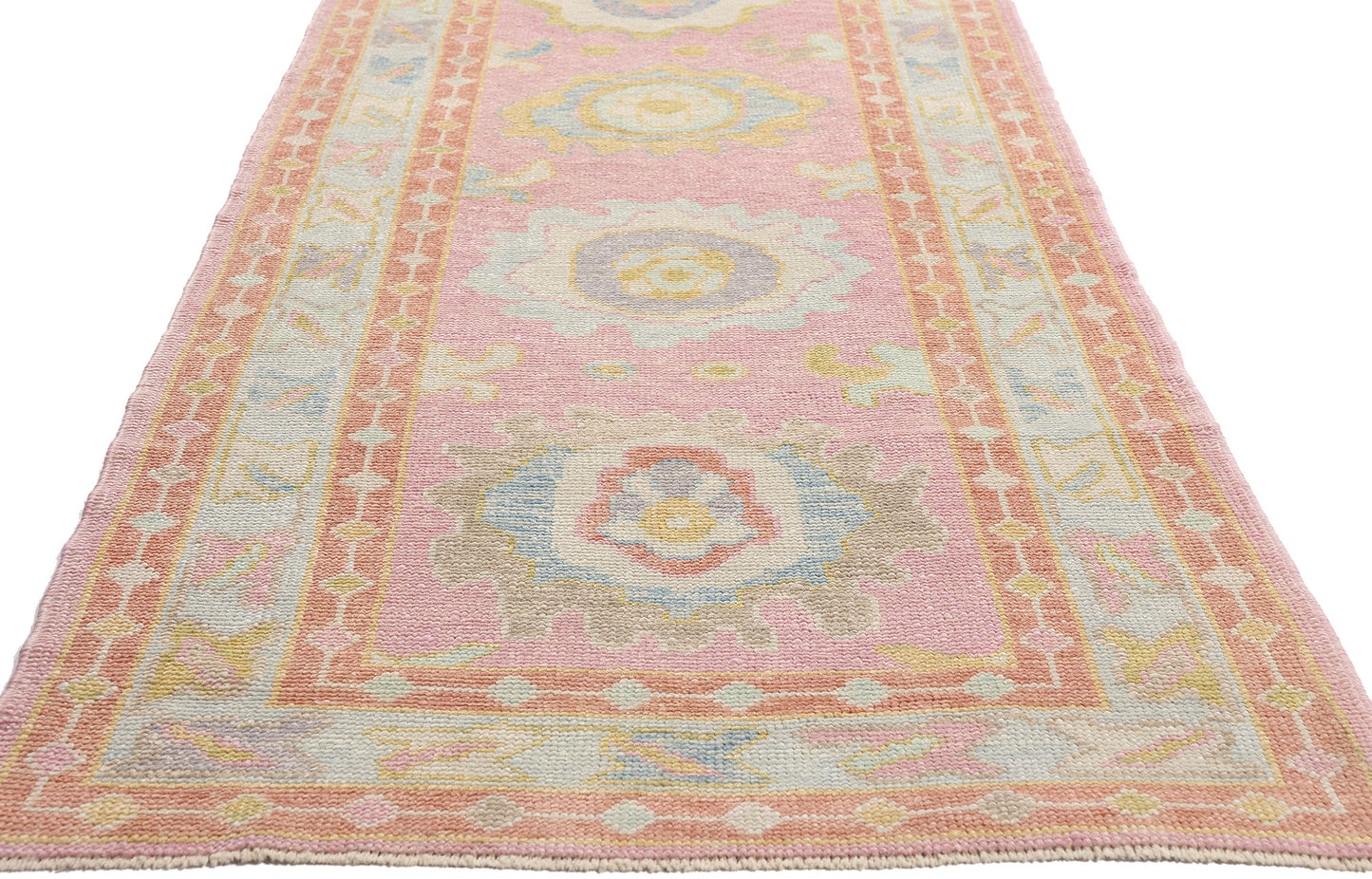 3 x 16 Modern Pink Turkish Oushak Rug Runner 54027