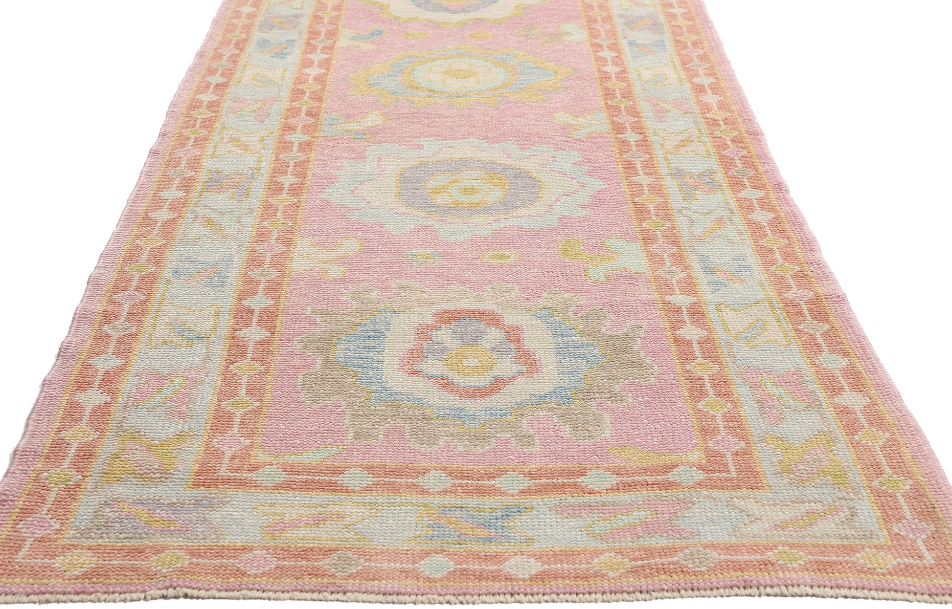3 x 16 Modern Pink Turkish Oushak Rug Runner 54027