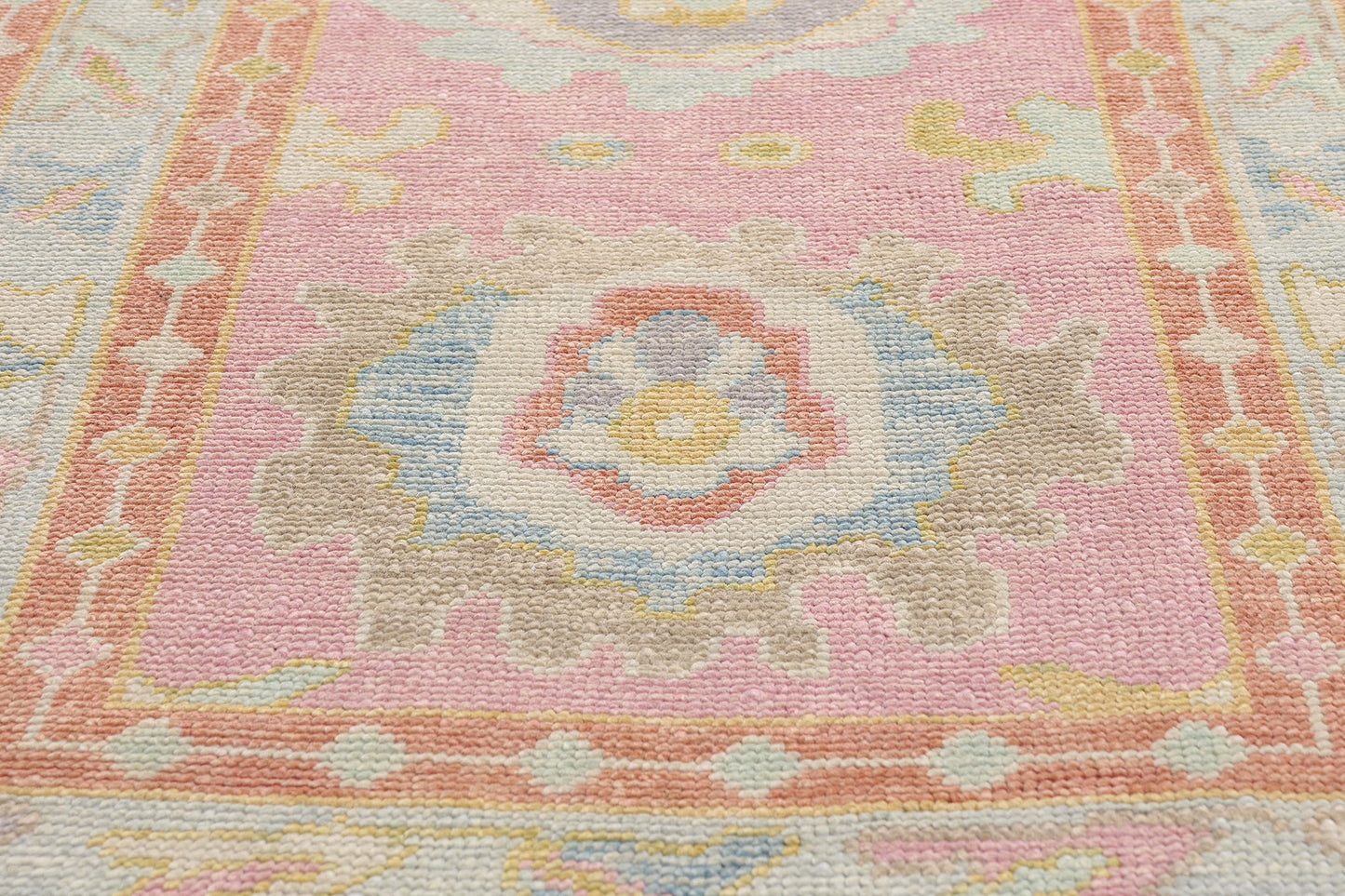 3 x 16 Modern Pink Turkish Oushak Rug Runner 54027