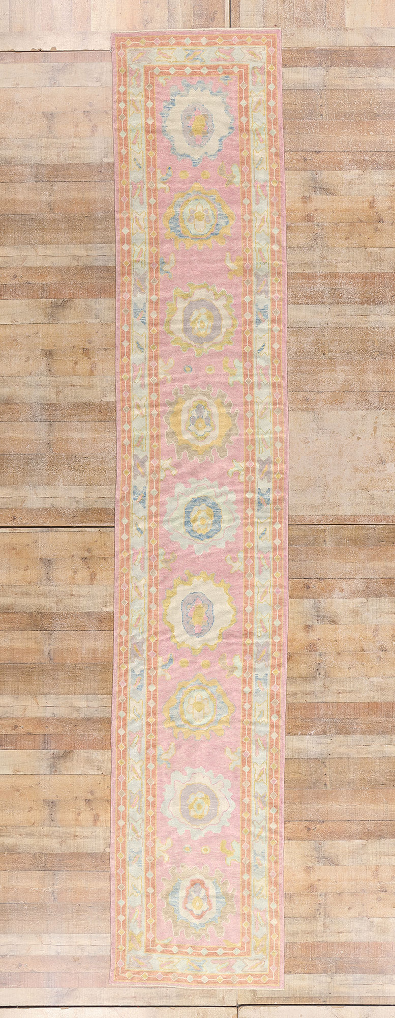 3 x 16 Modern Pink Turkish Oushak Rug Runner 54027