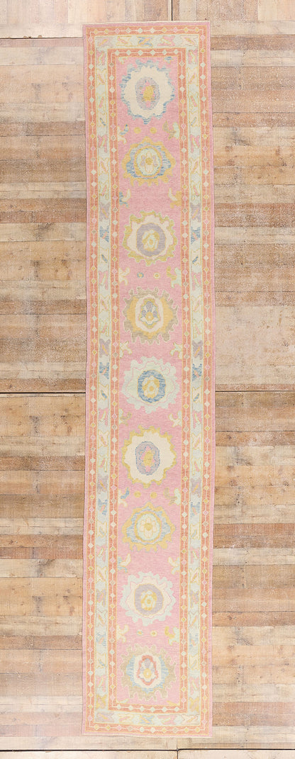 3 x 16 Modern Pink Turkish Oushak Rug Runner 54027